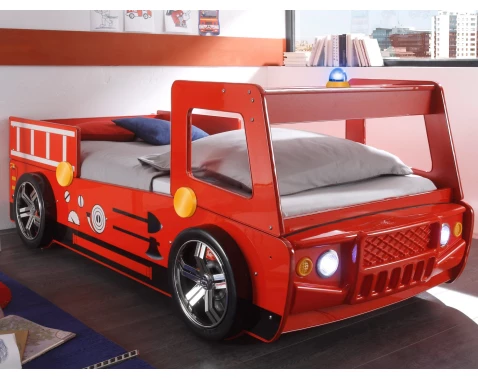 E-shop Detská posteľ Spark 90x200 cm, červené hasičské auto s osvetlením%