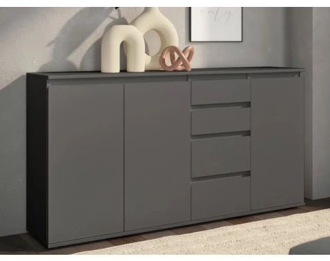 E-shop Široká komoda so šuplíkmi Brest, 160 cm, antracitová%
