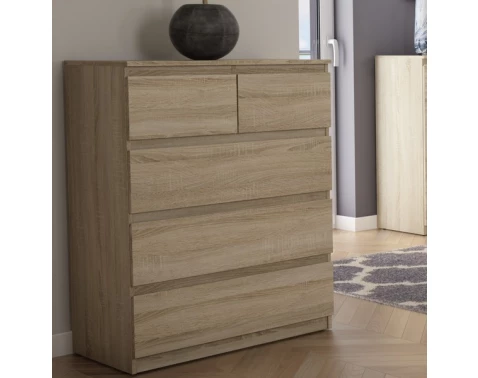 E-shop Komoda s 5 zásuvkami Carlos, dub sonoma, 75 cm%
