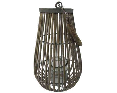 Prútený lampáš Bella 30 cm, šedý%