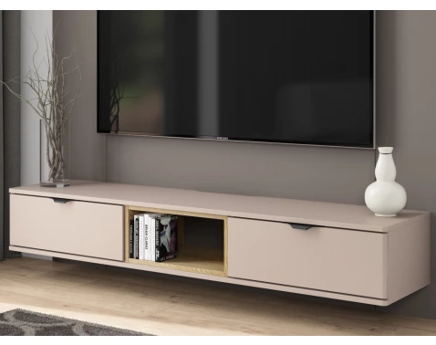 Závesný TV stolík Avola, béžová kašmír/dub cremona%