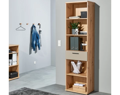 E-shop Vysoký regál so zásuvkou Kanada 54 cm, dub artisan/kašmírová béžová%