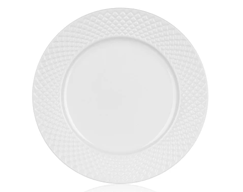 Dezertný talnier Diamond Line, biely s reliéfem%