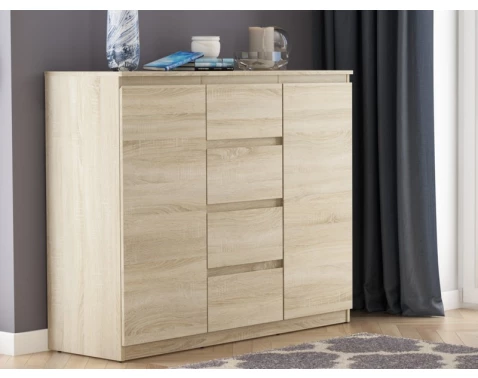 E-shop Široká komoda so 4 zásuvkami Carlos, dub sonoma, 120 cm%