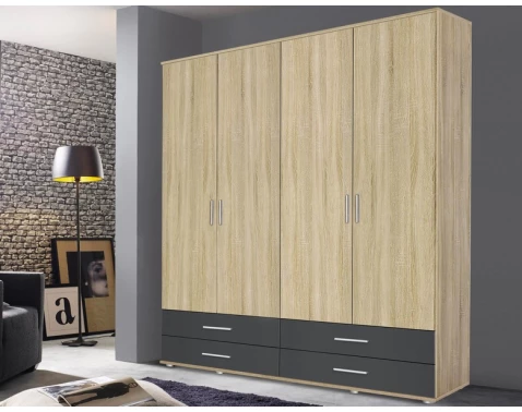 Asko - Nábytok Šatníková Skriňa Rasant Extra, 168 Cm, Dub Sonoma/Šedá%