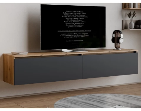 E-shop Závesná TV skrinka Asko Living, 180 cm, dub artisan/antracit%