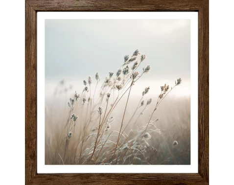 E-shop Rámovaný obraz Luční tráva 35x35 cm, dub tmavý%