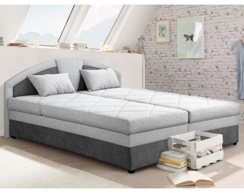 E-shop Posteľ Amelie 180x200 cm, svetlá / tmavá sivá tkanina%