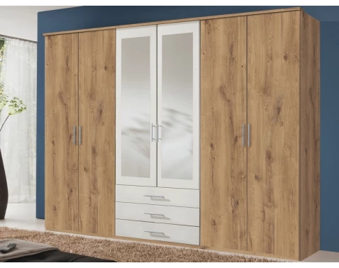 E-shop Šatníková skriňa Ben, 270 cm, doskový dub/biela%