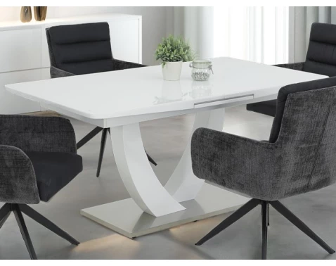 E-shop Rozkladací jedálenský stôl Maria 160x90 cm, biely lesk%