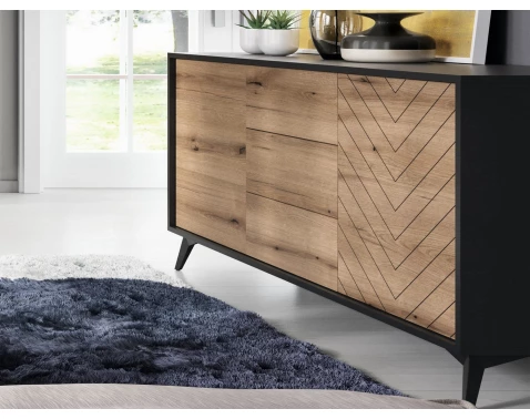 E-shop Široká komoda so zásuvkami Diamond, čierna/dub%