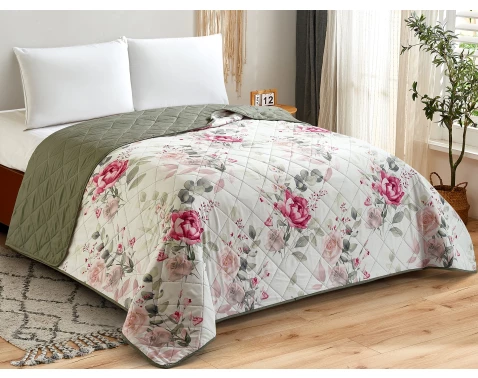 E-shop Prehoz postele Fiori 220x240 cm, kvetinový zelený%