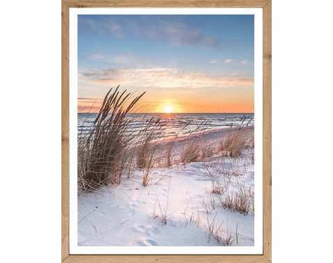 E-shop Rámovaný obraz Západ nad moromm 40x50 cm, dub artisan%