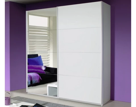 E-shop Šatníková skriňa Quadra, 181 cm, biela/zrkadlo%