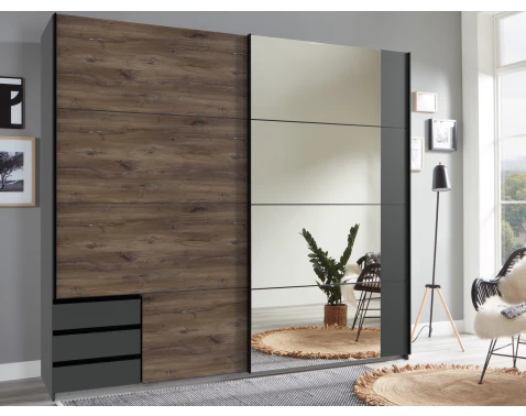 E-shop Šatníková skriňa Flensburg 225 cm, grafit/dub flagstaff%