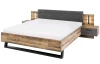Posteľ s nočnými stolíkmi Sarnia 180x200 cm, zrubová doska/tmavý betón