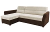 Rohová sedacia súprava Livia, krémová/hnedá tkanina, ľavý roh