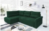 Rohová sedačka na trvalé spanie Island, tmavo zelená látka, ľavý roh