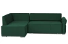 Rohová sedačka na trvalé spanie Island, tmavo zelená látka, ľavý roh
