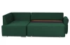 Rohová sedačka na trvalé spanie Island, tmavo zelená látka, ľavý roh