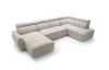 Sedacia súprava Genova 1, svetlosivá štruktúrovaná tkanina, tvar pravé U