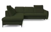 Rohová sedacia súprava Glow, fľaškovo zelená látka, ľavý roh