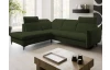 Rohová sedacia súprava Glow, fľaškovo zelená látka, ľavý roh