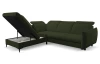Rohová sedacia súprava Glow, fľaškovo zelená látka, ľavý roh