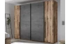 Šatníková skriňa Sarnia, 312 cm, zrubová dosky / tmavý betón