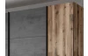 Šatníková skriňa Sarnia, 312 cm, zrubová dosky / tmavý betón