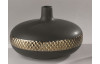 Dekoratívna váza 28x18 cm, čierna, zlatý pruh