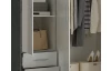 Šatníková skriňa Valencia, 206 cm, optika šedého kovu/biela