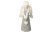 Vianočná dekorácia Anjel s vrkočmi, biela/sivá