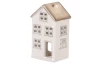 Vianočna dekorácia/svietnik Domček 14,5 cm, krémový