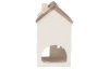 Vianočna dekorácia/svietnik Domček 14,5 cm, krémový