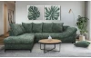 Rohová sedačka Kati, šedo-zelená látka, ľavý roh