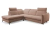 Rohová sedacia súprava Glow, světle lososová látka, levý roh