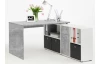 Písací stôl s regálom Lex, šedý betón/biela