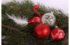 Vianočná ozdoba sklenená guľa 6 cm, červená s motívmi