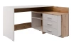 Rohový písací stôl Alex, dub artisan/biely