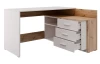 Rohový písací stôl Alex, dub artisan/biely
