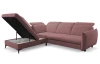 Rohová sedacia súprava Glow, tmavo ružová látka, ľavý roh