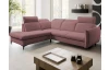 Rohová sedacia súprava Glow, tmavo ružová látka, ľavý roh