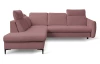 Rohová sedacia súprava Glow, tmavo ružová látka, ľavý roh