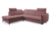 Rohová sedacia súprava Glow, tmavo ružová látka, ľavý roh