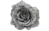 Vianočná ozdoba Ruža na klipe 12 cm, strieborná