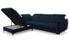 Rohová sedacia súprava Glow, námornícka modrá látka, ľavý roh