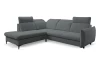 Rohová sedačka Glow, stredne šedá látka, ľavý roh