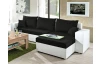 Rohová sedacia súprava Samba II, biela ekokoža/čierna látka