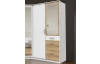 Šatníková skriňa so zrkadlom Click, 91 cm, biela/doskový dub